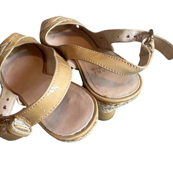 Stuart Weitzman Patent Leather Espadrille Wedge Sandals Heels Size 7 Women's - Picture 7 of 14